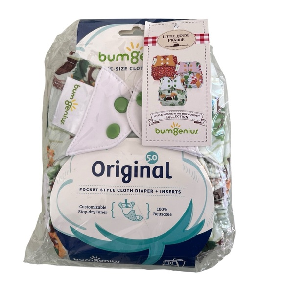 NEW BumGenius Original Pocket Style Cloth Diaper + Insert Little House Big Woods - Picture 1 of 4